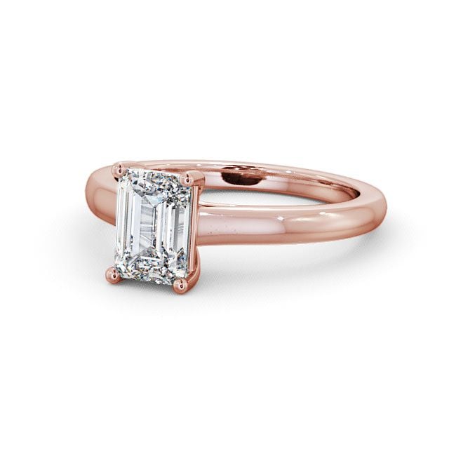 Emerald Diamond Engagement Ring 9K Rose Gold Solitaire - Alveley ENEM11_RG_FLAT