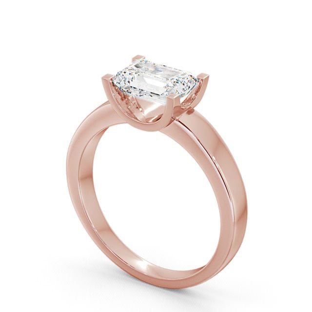 Emerald Diamond Engagement Ring 18K Rose Gold Solitaire - Doura ENEM12_RG_SIDE