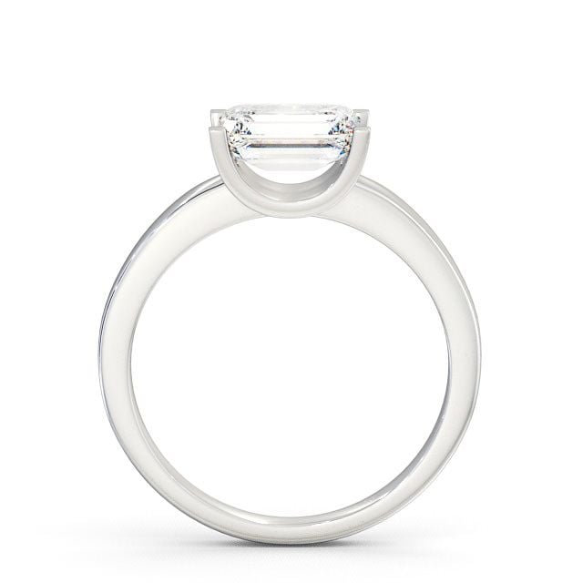 Emerald Diamond Engagement Ring 18K White Gold Solitaire - Doura ENEM12_WG_UP