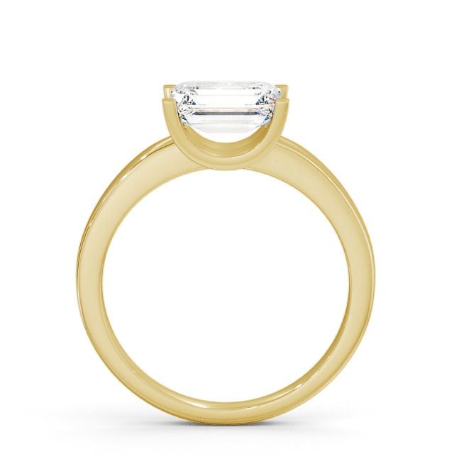 Emerald Diamond Engagement Ring 9K Yellow Gold Solitaire - Doura ENEM12_YG_UP