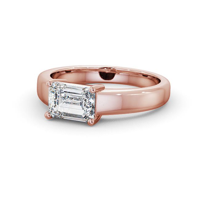 Emerald Diamond Engagement Ring 18K Rose Gold Solitaire - Imber ENEM13_RG_FLAT