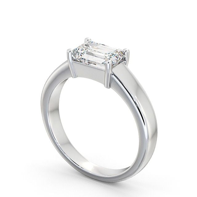 Emerald Diamond Engagement Ring 9K White Gold Solitaire - Imber ENEM13_WG_SIDE