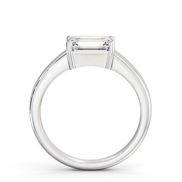Emerald Diamond Engagement Ring 9K White Gold Solitaire - Imber ENEM13_WG_UP