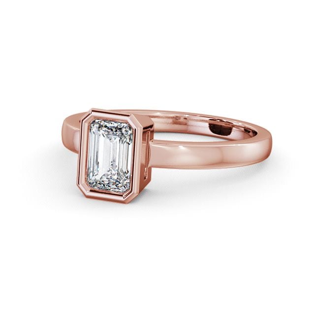 Emerald Diamond Engagement Ring 18K Rose Gold Solitaire - Meare ENEM15_RG_FLAT