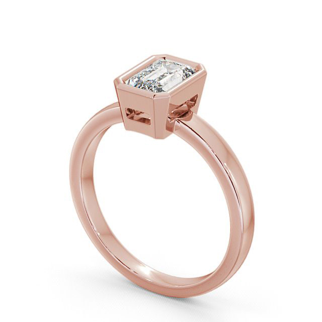 Emerald Diamond Engagement Ring 18K Rose Gold Solitaire - Meare ENEM15_RG_SIDE