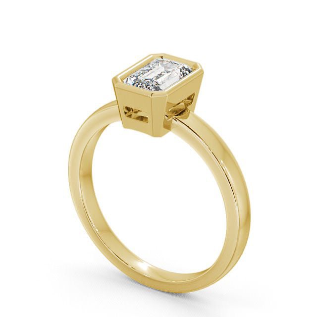 Emerald Diamond Engagement Ring 9K Yellow Gold Solitaire - Meare ENEM15_YG_SIDE