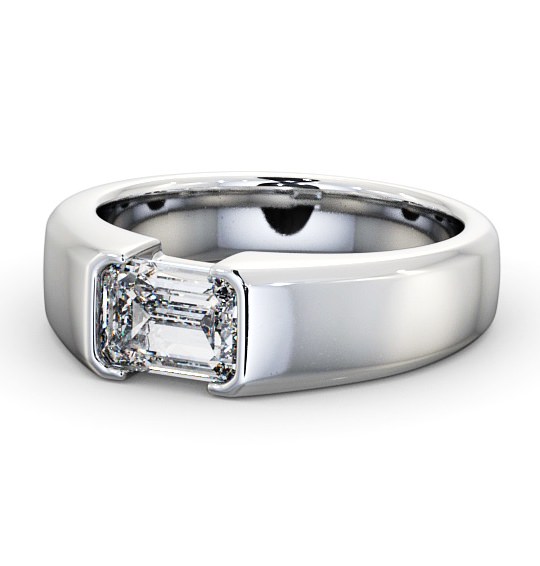  Emerald Diamond Engagement Ring Platinum Solitaire - Lewth ENEM16_WG_THUMB2 