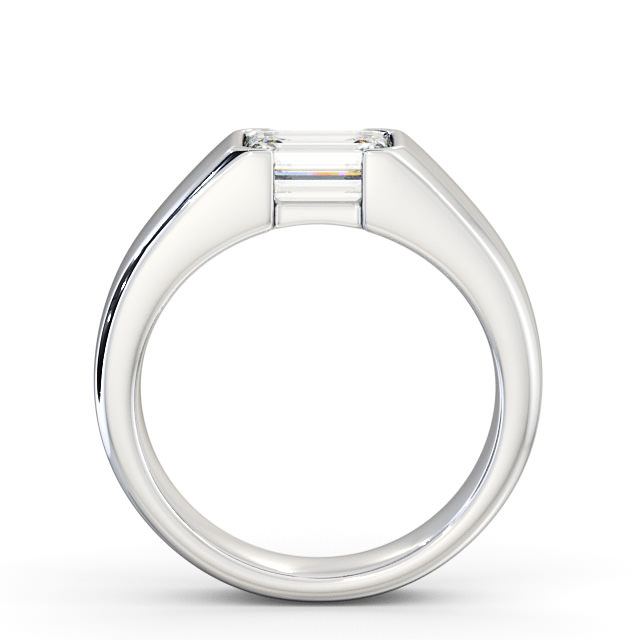 Emerald Diamond Engagement Ring 9K White Gold Solitaire - Lewth ENEM16_WG_UP