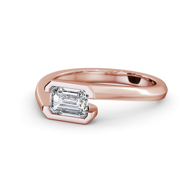 Emerald Diamond Engagement Ring 18K Rose Gold Solitaire - Tarraby ENEM17_RG_FLAT