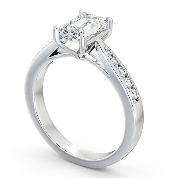 Emerald Diamond Engagement Ring Platinum Solitaire With Side Stones - Dalbury ENEM1S_WG_THUMB1