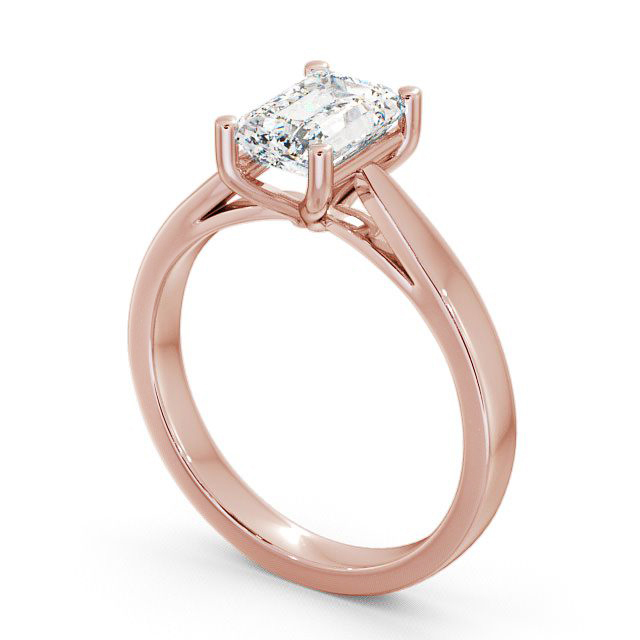 Emerald Diamond Engagement Ring 9K Rose Gold Solitaire - Alston ENEM1_RG_SIDE
