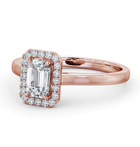  Halo Emerald Diamond Engagement Ring 18K Rose Gold - Adelina ENEM20_RG_THUMB2 