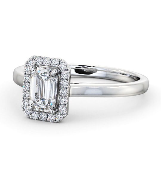  Halo Emerald Diamond Engagement Ring 18K White Gold - Adelina ENEM20_WG_THUMB2 