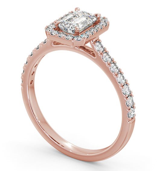 Halo Emerald Diamond Engagement Ring 9K Rose Gold - Boston ENEM21_RG_THUMB1