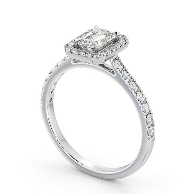 Halo Emerald Diamond Engagement Ring 18K White Gold - Boston ENEM21_WG_SIDE