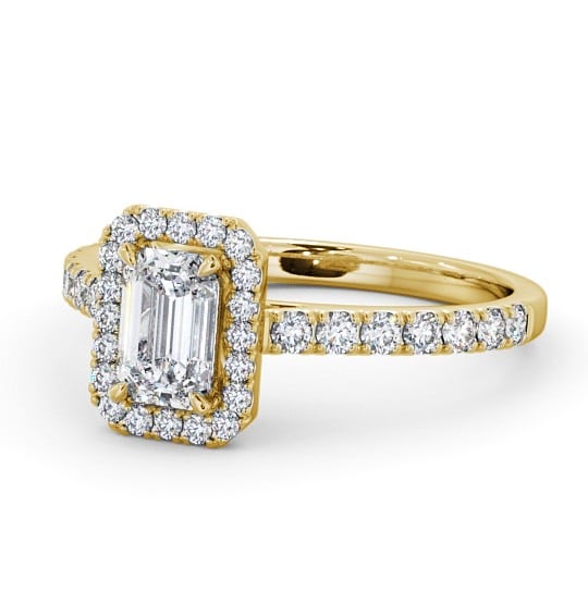  Halo Emerald Diamond Engagement Ring 18K Yellow Gold - Boston ENEM21_YG_THUMB2 
