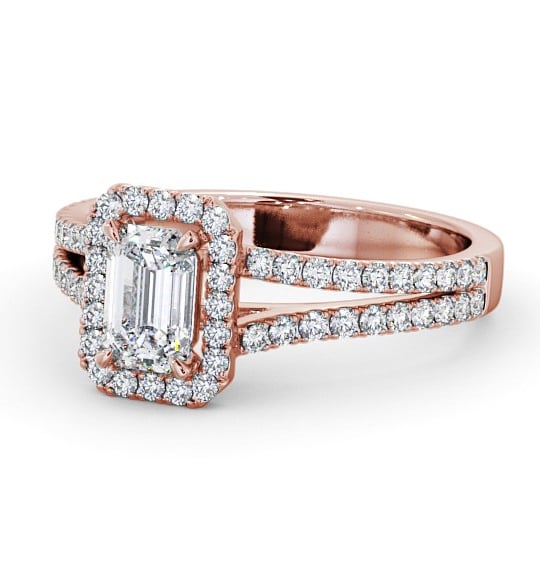  Halo Emerald Diamond Engagement Ring 18K Rose Gold - Alcine ENEM23_RG_THUMB2 