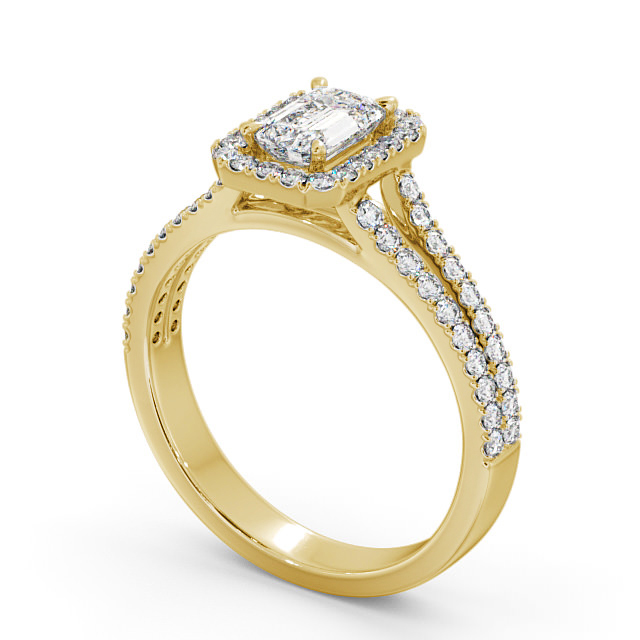 Halo Emerald Diamond Engagement Ring 9K Yellow Gold - Alcine ENEM23_YG_SIDE