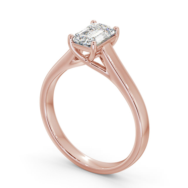 Emerald Diamond Engagement Ring 18K Rose Gold Solitaire - Knightly ENEM24_RG_SIDE