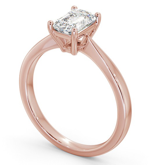 Emerald Diamond Engagement Ring 9K Rose Gold Solitaire - Marilena ENEM25_RG_THUMB1