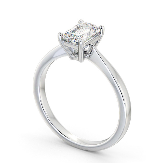 Emerald Diamond Engagement Ring Platinum Solitaire - Marilena ENEM25_WG_SIDE