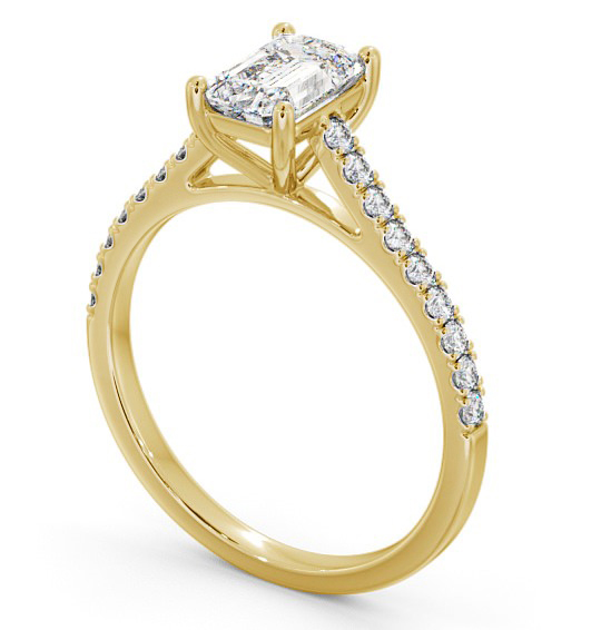  Emerald Diamond Engagement Ring 18K Yellow Gold Solitaire With Side Stones - Vera ENEM28_YG_THUMB1 