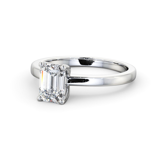 Emerald Diamond Engagement Ring Palladium Solitaire - Bugill ENEM29_WG_FLAT