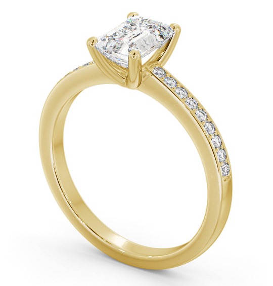  Emerald Diamond Engagement Ring 18K Yellow Gold Solitaire With Side Stones - Taplone ENEM30S_YG_THUMB1 