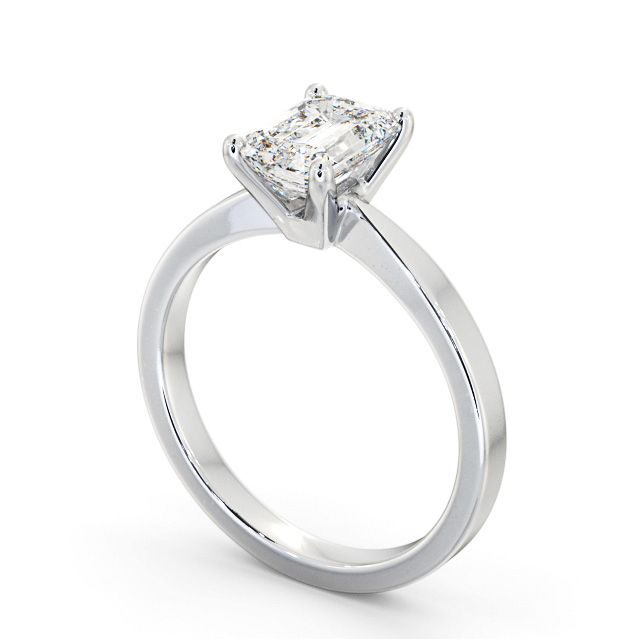 Emerald Diamond Engagement Ring 9K White Gold Solitaire - Salomin ENEM30_WG_SIDE
