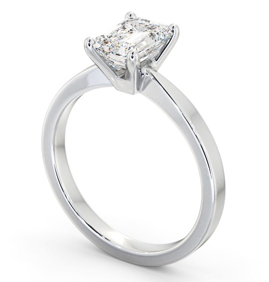 Emerald Diamond Engagement Ring 18K White Gold Solitaire - Salomin ENEM30_WG_THUMB1