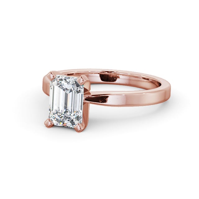 Emerald Diamond Engagement Ring 9K Rose Gold Solitaire - Campions ENEM31_RG_FLAT