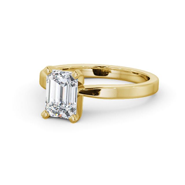 Emerald Diamond Engagement Ring 9K Yellow Gold Solitaire - Campions ENEM31_YG_FLAT