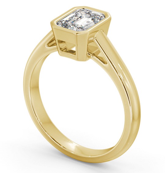 Emerald Diamond Engagement Ring 9K Yellow Gold Solitaire - Dunwich ENEM35_YG_THUMB1