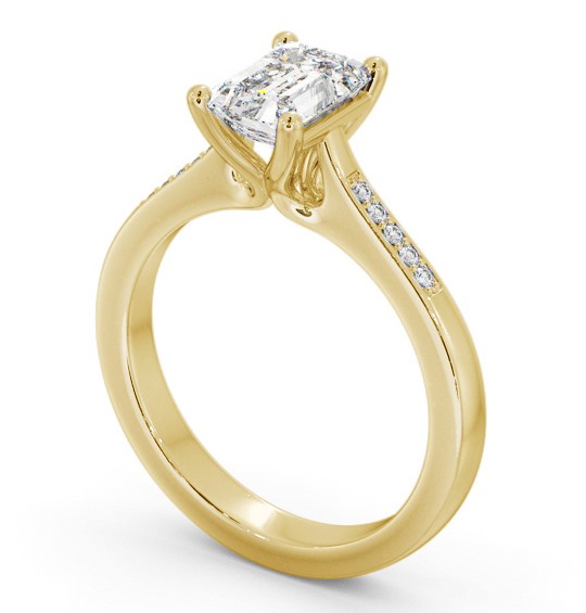  Emerald Diamond Engagement Ring 18K Yellow Gold Solitaire With Side Stones - Susanna ENEM36S_YG_THUMB1 
