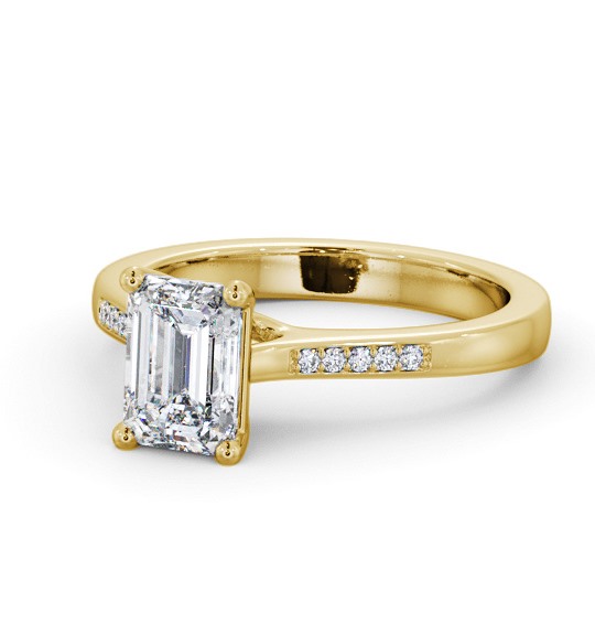  Emerald Diamond Engagement Ring 18K Yellow Gold Solitaire With Side Stones - Susanna ENEM36S_YG_THUMB2 