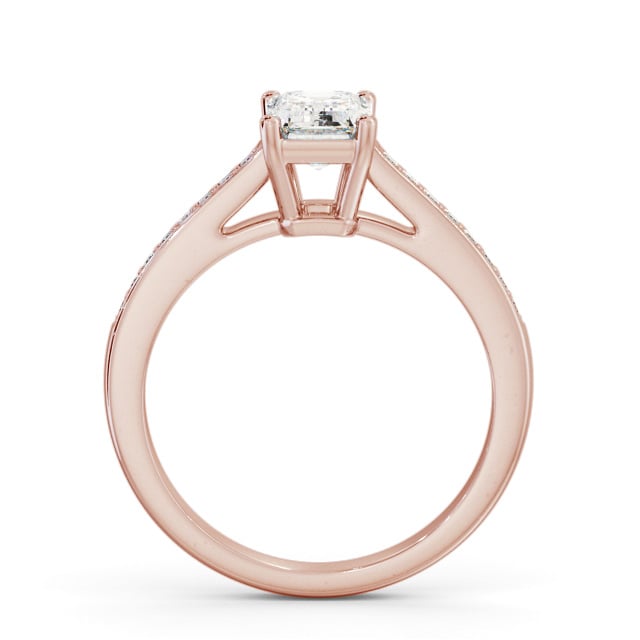 Emerald Diamond Engagement Ring 18K Rose Gold Solitaire With Side Stones - Gearile ENEM37S_RG_UP