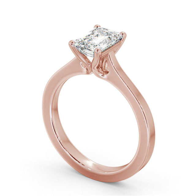 Emerald Diamond Engagement Ring 18K Rose Gold Solitaire - Derrington ENEM37_RG_SIDE