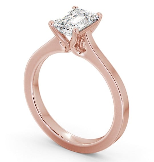 Emerald Diamond Engagement Ring 18K Rose Gold Solitaire - Derrington ENEM37_RG_THUMB1