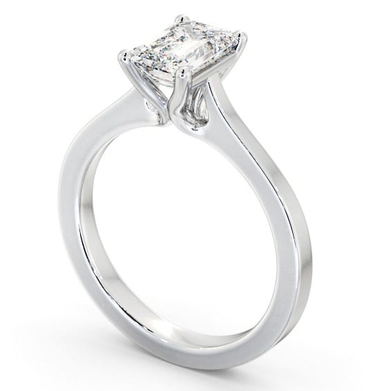 Emerald Diamond Engagement Ring 9K White Gold Solitaire - Derrington ENEM37_WG_THUMB1