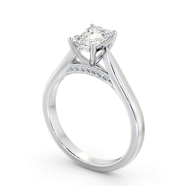 Emerald Diamond Engagement Ring Palladium Solitaire - Bealbury ENEM39_WG_SIDE