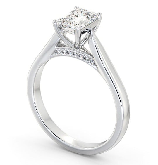 Emerald Diamond Engagement Ring Platinum Solitaire - Bealbury ENEM39_WG_THUMB1