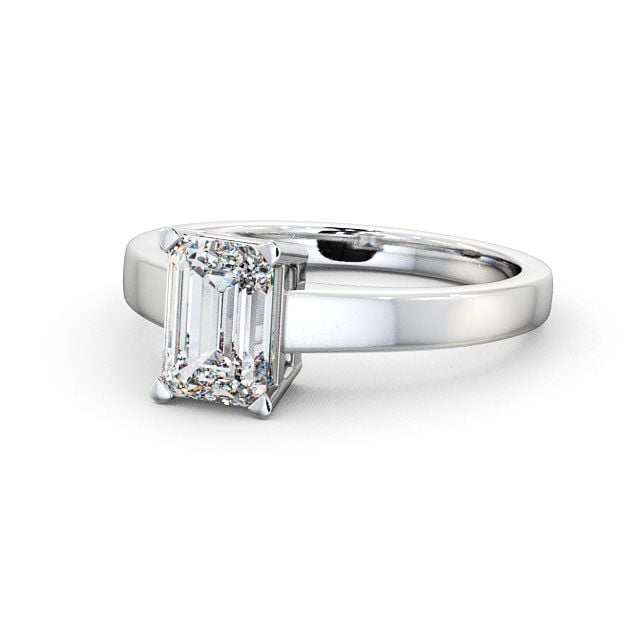 Emerald Diamond Engagement Ring 9K White Gold Solitaire - Tivoli ENEM3_WG_FLAT