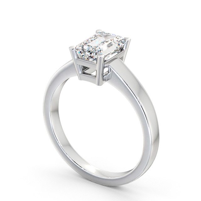 Emerald Diamond Engagement Ring 9K White Gold Solitaire - Tivoli ENEM3_WG_SIDE