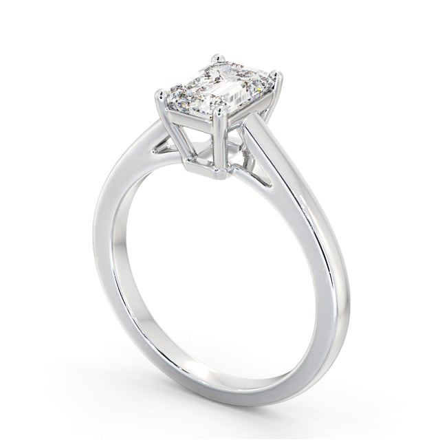 Emerald Diamond Engagement Ring 18K White Gold Solitaire - Hadlow ENEM40_WG_SIDE