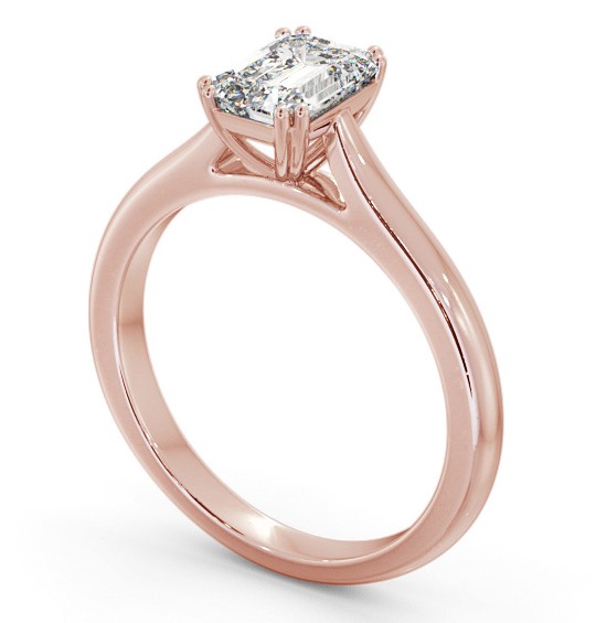 Emerald Diamond Engagement Ring 9K Rose Gold Solitaire - Valeriana ENEM41_RG_THUMB1