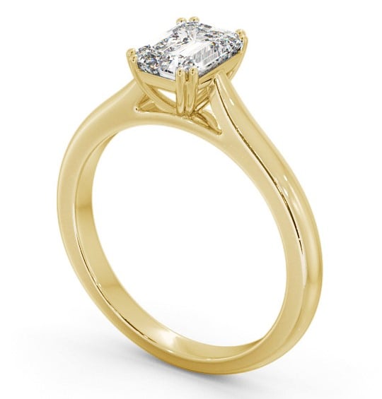 Emerald Diamond Engagement Ring 9K Yellow Gold Solitaire - Valeriana ENEM41_YG_THUMB1