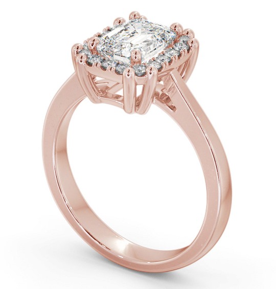  Halo Emerald Diamond Engagement Ring 18K Rose Gold - Alnham ENEM42_RG_THUMB1 