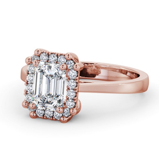  Halo Emerald Diamond Engagement Ring 18K Rose Gold - Alnham ENEM42_RG_THUMB2 