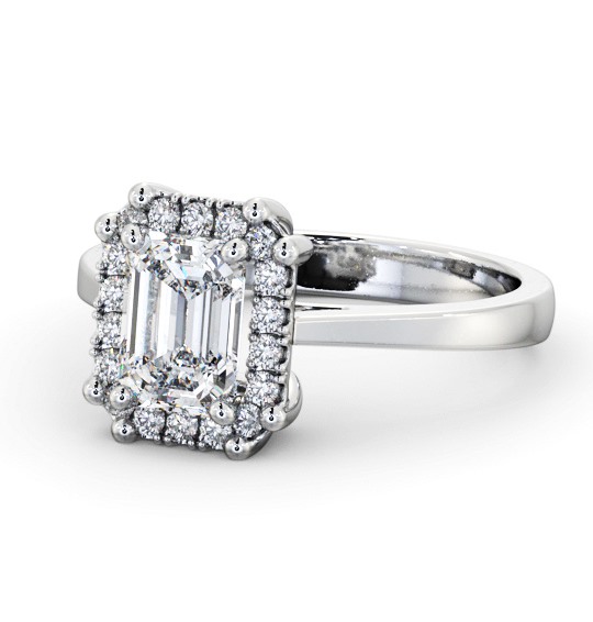  Halo Emerald Diamond Engagement Ring Platinum - Alnham ENEM42_WG_THUMB2 