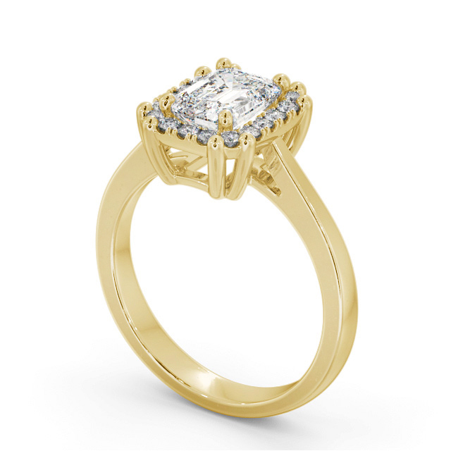 Halo Emerald Diamond Engagement Ring 9K Yellow Gold - Alnham ENEM42_YG_SIDE